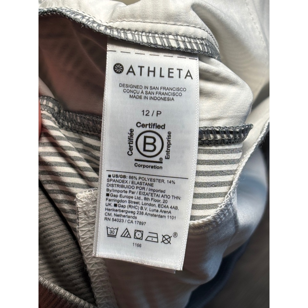 Athleta Brooklyn Textured Ankle Pant White Grey Stripe 12P Petite Pinstripe - Picture 9 of 13